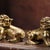 Traditional Pair of Gilt Bronze Guardian Lions – 4.3" Foo Dogs With Beaded Spine Detail For Sale - Image 3 of 9