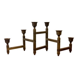 Vintage Danish Modern Modular Brass Candelabra - 6 Arm Candle Holder For Sale