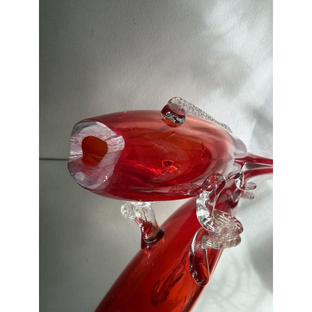 Large Red Sommerso Murano Glass Fish Vase with Applied Clear Fins from 1295 Murano, Italy, 1960s For Sale - Image 9 of 14