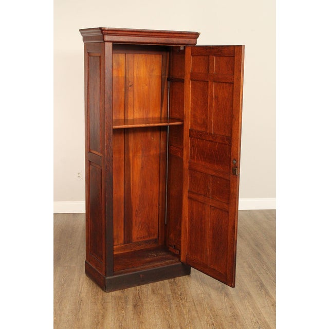 Rustic European Antique Solid Oak Single Door Paneled Wardrobe For Sale - Image 3 of 18