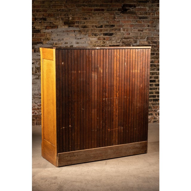 Wood C. 1920 Arts & Crafts Sliding Glass Door Cabinet For Sale - Image 7 of 8