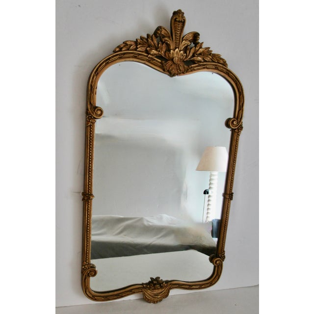 C. 1960's Hollywood Regency Era, French Rococo-Style Gold Gilded Fleur De Lis Wall Mirror For Sale In West Palm - Image 6 of 15