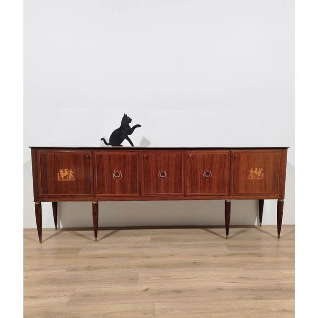 Inlaid Palazzi dell'Arte Sideboard by Paolo Buffa for La Permanente Mobili Cantù, Italy, 1950s For Sale - Image 9 of 10