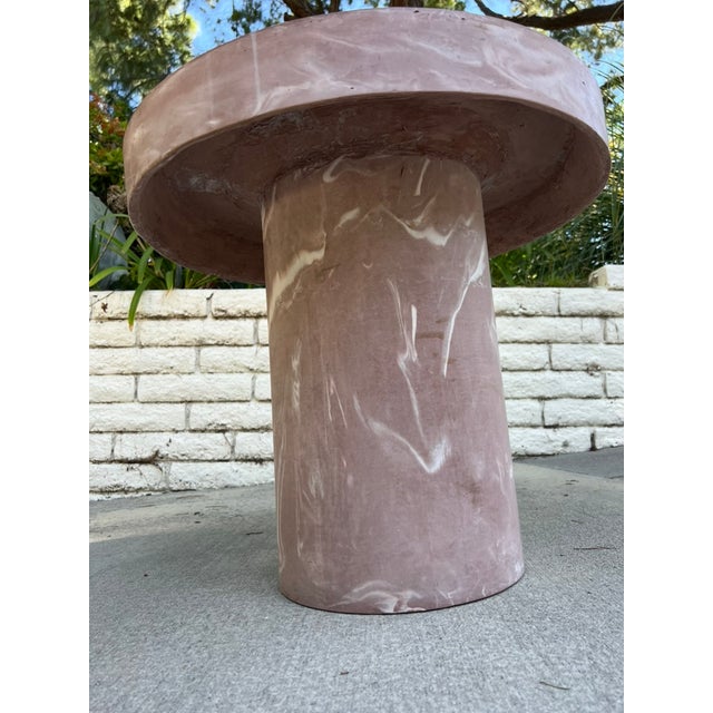 Pair of 1980s Postmodern Mauve Resin Faux Marble Swirl Pedestal Tables For Sale - Image 13 of 15