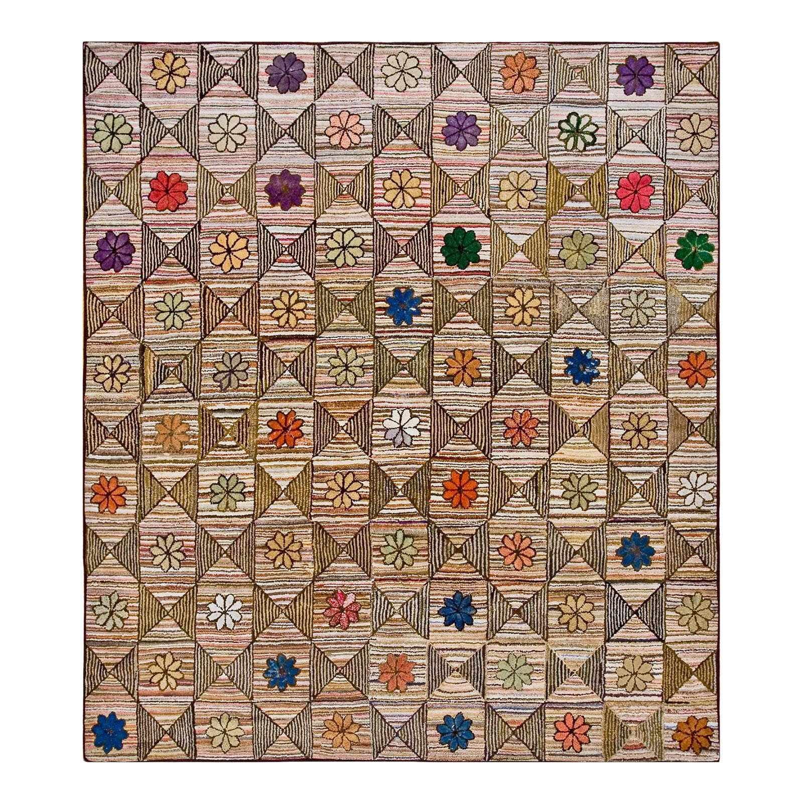 Startling Earth Tones in Colorful Ground in Folk Art Styles Antique ...