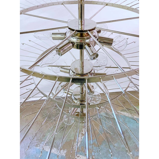 Nickel Polished Chandelier With Hexagon Glass Tube by Lmd Custom Lighting For Sale - Image 9 of 11