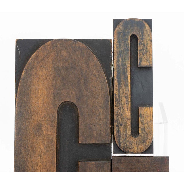 Antique Type Printer's Block Assemblage Sculpture, 1978, Assemblages by Mollieve label to reverse. 11" H x 9.75" W x 1.5"...