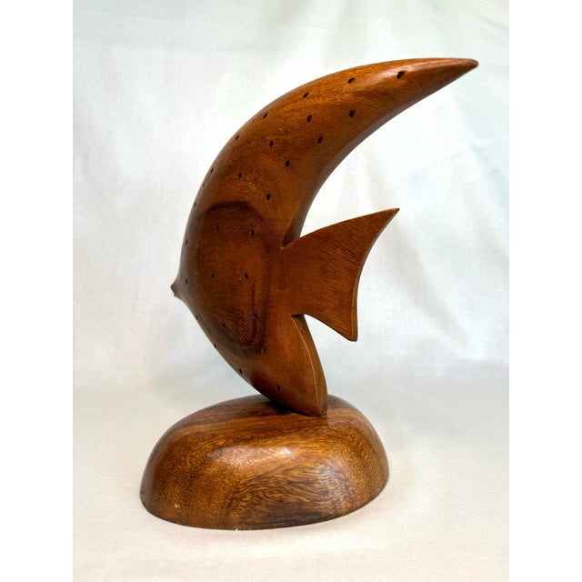 Mid 20th Century Mid Century Nautical Angelfish Solid Wood Tabletop Sculpture For Sale - Image 5 of 9