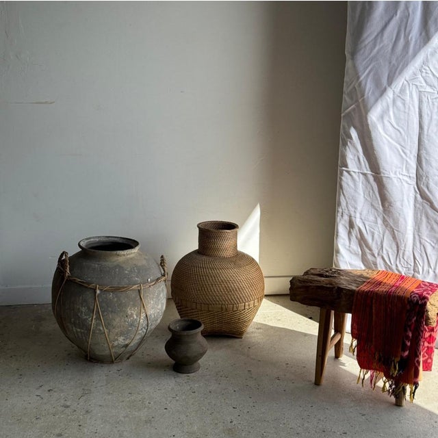 Indonesian Wickerwork Jar Basket For Sale - Image 4 of 18