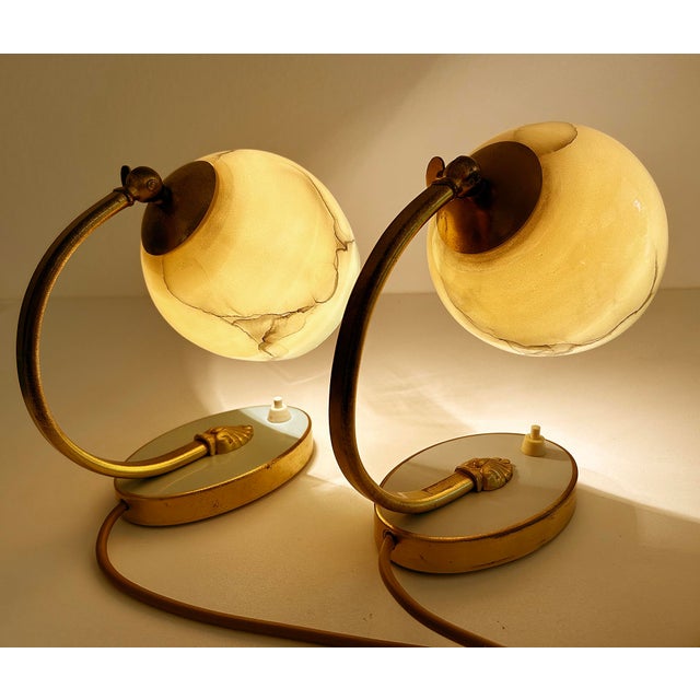 Art Deco Table Lamps in Brass and Glass, Set of 2 For Sale - Image 6 of 18