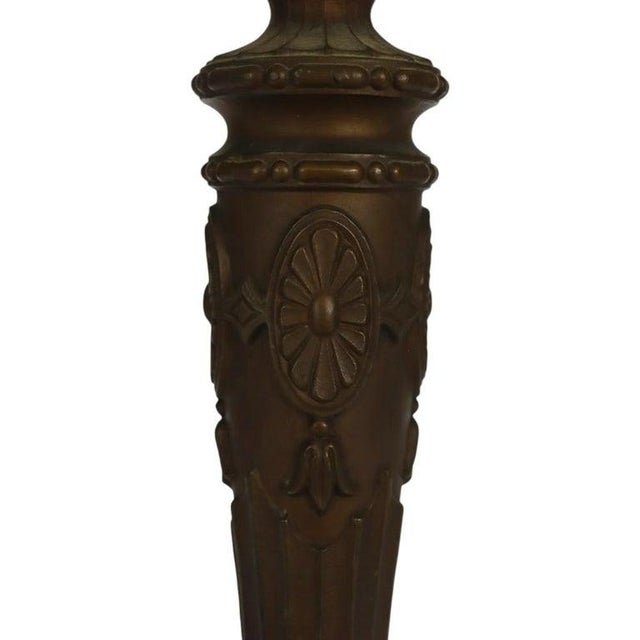 Cream 1920s Arts & Crafts Era Bradley & Hubbard Style 6-Panel Slag Glass Lamp For Sale - Image 8 of 14