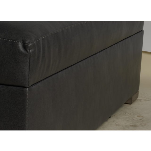 2020s A Large Storage Supple Soft Quality Black Leather Ottoman With Storage For Sale - Image 5 of 8