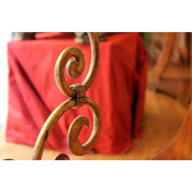 Large 19th Century Italian Gilt Handwrought Iron Scale One Light Table Lamps, Set of 2 For Sale - Image 15 of 18