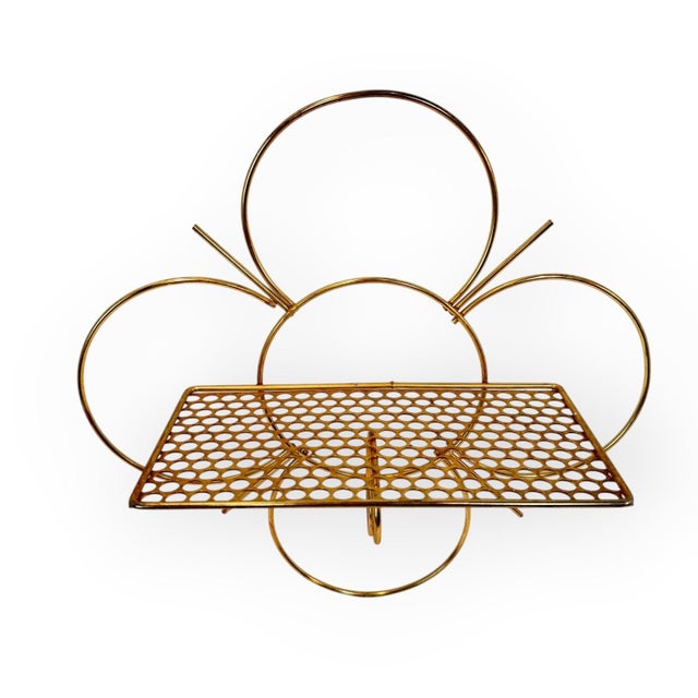 1950s Atomic Mid-Century Gold Wire Daisy Flower Wall Shelves, a Pair For Sale - Image 6 of 10