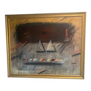 Jørgen Waring (1938-2022) Oil on Board Mixed Abstract Painting Signed '83 For Sale