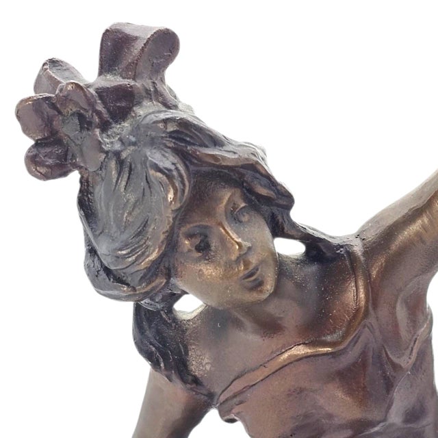 Bronze Art Nouveau A. Moreau Bronze Sculpture La Danse De Nymphes on Marble Base France 19" For Sale - Image 8 of 12