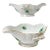 Green Porcelain Chinese Bouquet Apponyi Sauce / Gravy Boats from Herend Hungary, Set of 2 For Sale