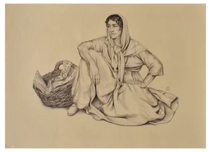 Walter Sauer, Seated Figure, Engraving
