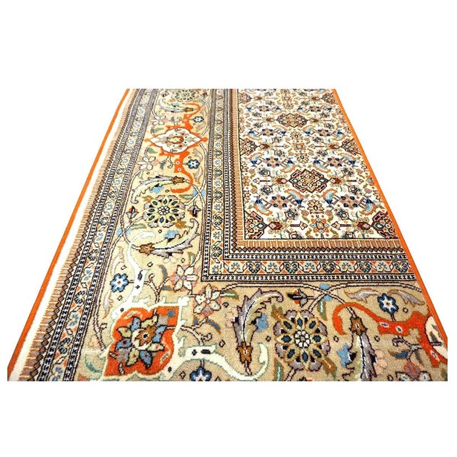 Textile Vintage Persian Tabriz Taba Tabai Wool 3x10 Orange & Ivory Handmade Runner Rug #1144062 For Sale - Image 7 of 12