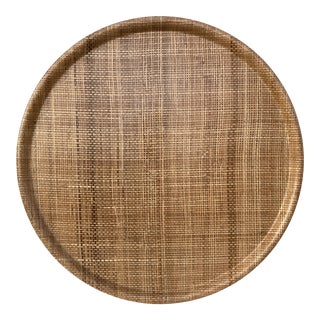 Vintage Raffiaware Burlap Fiberglass Tray For Sale