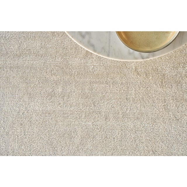 Exquisite Rugs Plush Hand-Knotted Bamboo Silk & Mohair Ivory Rug-10'X14' For Sale In Los Angeles - Image 6 of 7