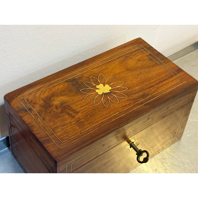 Wood Art Deco Wood/Gold Accents Hinge-Top Box For Sale - Image 7 of 8