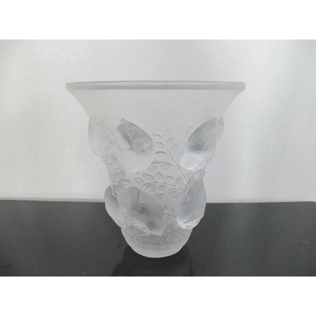 Glass Rene Lalique France St Francois Frosted Crystal Bird Vase For Sale - Image 7 of 18