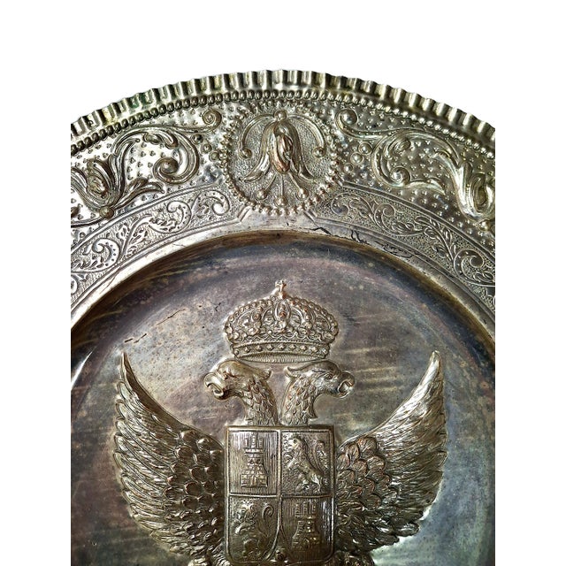 19th Century 19th-Century Russian Silver Plate Coat of Arms Plaque For Sale - Image 5 of 10