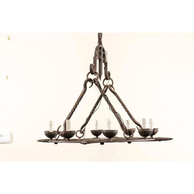 French Mid 20th Century French Eight-Light Chandelier For Sale - Image 3 of 11