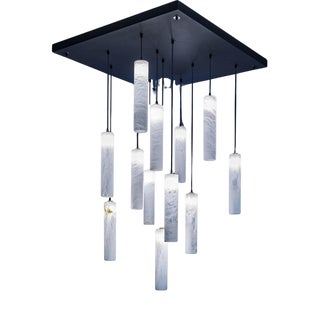 Tubular Bells Pendant Lamps by United Alabaster, Set of 12 For Sale