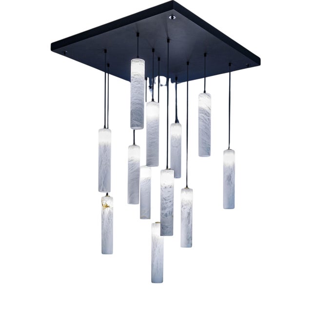 Tubular Bells Pendant Lamps by United Alabaster, Set of 12 For Sale