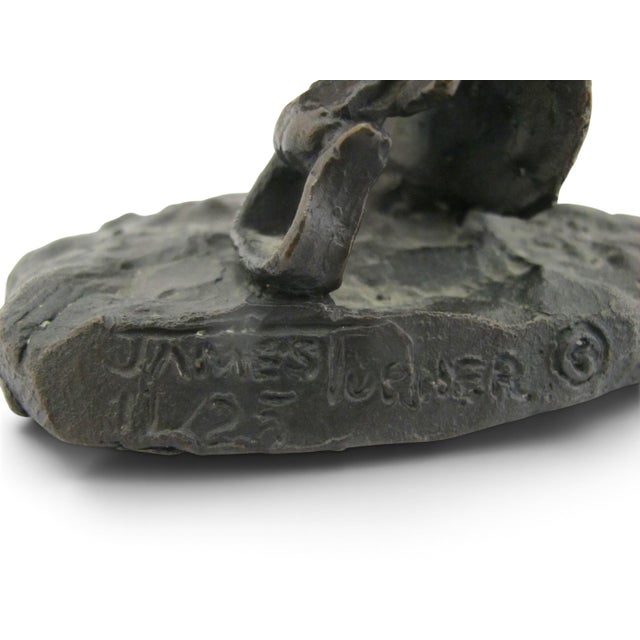 Late 20th Century Colorado Cowboy With Saddle James Turner Sr. Western Art Bronze Statue For Sale - Image 5 of 12