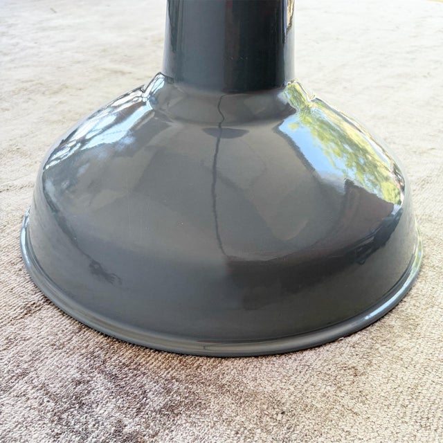 Industrial Grey Enamel Pendant Light, 1950s For Sale - Image 6 of 17