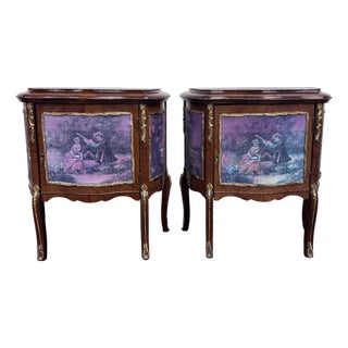Vintage French Louis XV Style Nightstands Bedside Cabinets - Pair For Sale