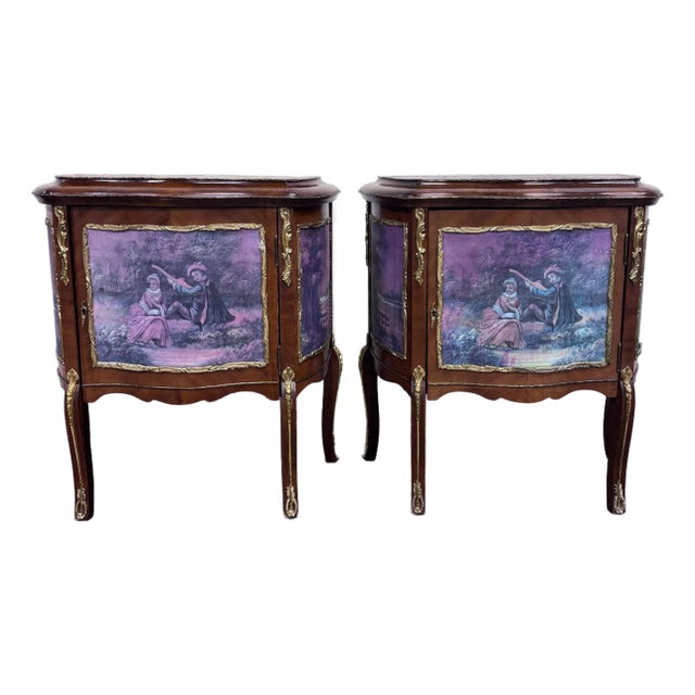 Vintage French Louis XV Style Nightstands Bedside Cabinets - Pair For Sale