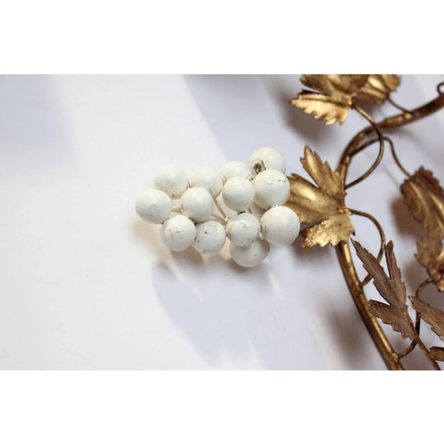 Gold Vintage Italian Gilt Tole Grapeleaf Wall Sconces / Candelabrum For Sale - Image 8 of 13