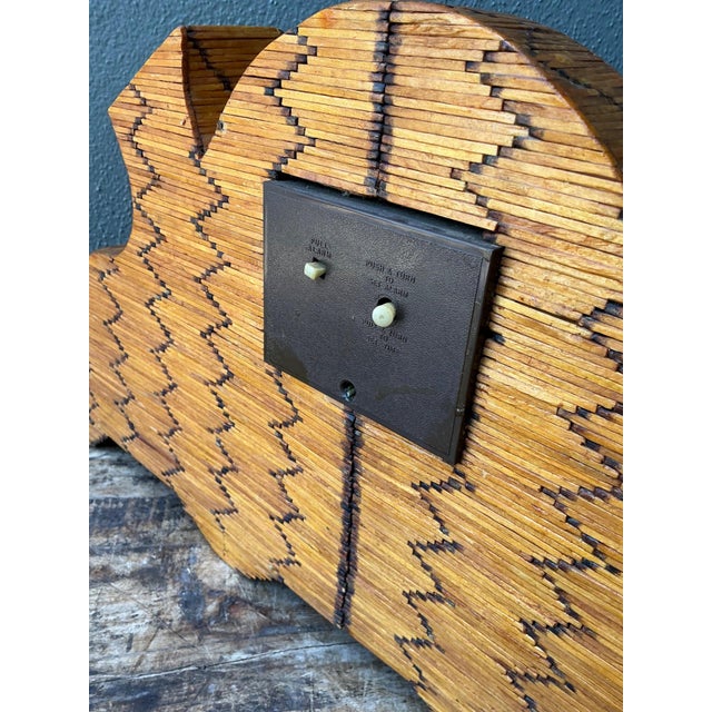 Vintage Handcrafted Matchstick Mantle Clock For Sale - Image 15 of 18