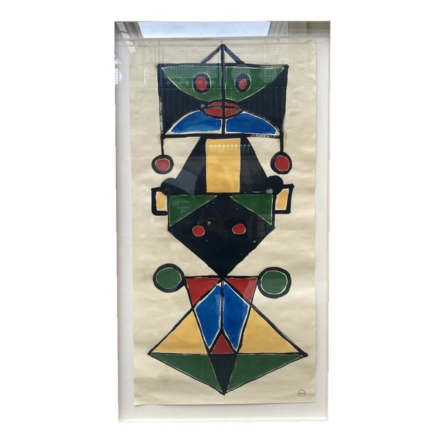 Albert Chubac, Totem, 1960s-1970s, Gouache on Paper, Framed For Sale