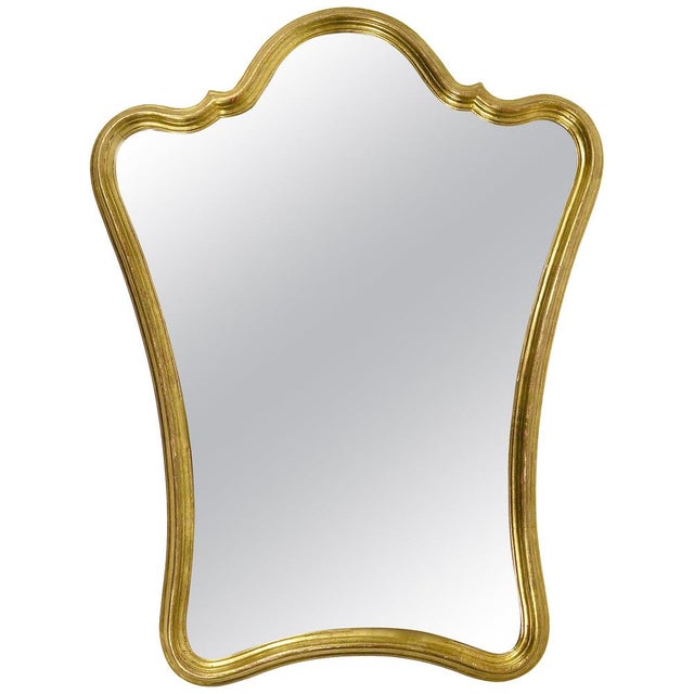 Mid-Century Wall Mirror in Curved Gilt Wood, 1950s For Sale - Image 15 of 15