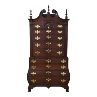 Stickley Colonial Williamsburg Bombe Base Mahogany High Chest For Sale