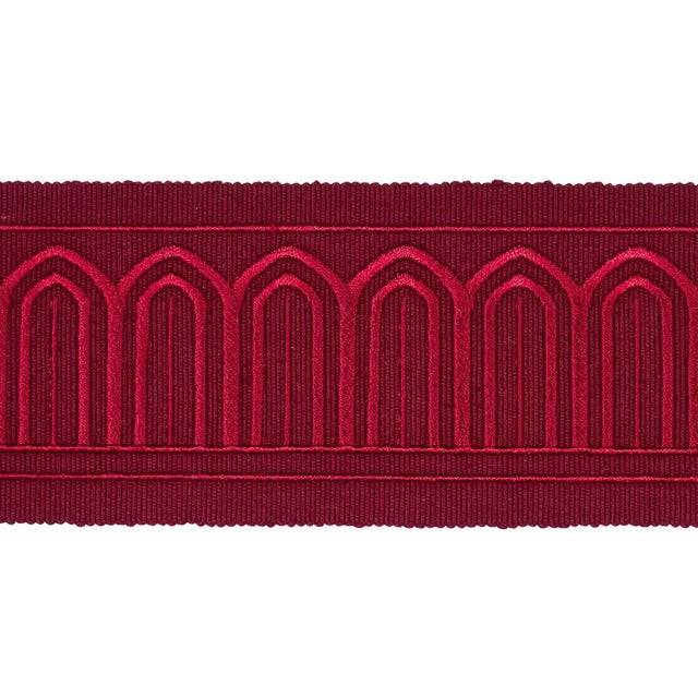 Sample - Schumacher X Miles Redd Arches Embroidered Tape Medium in Red For Sale In Charlotte - Image 6 of 6