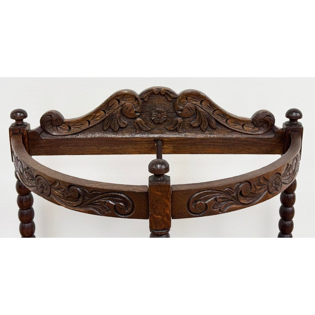 Antique English Edwardian Carved Wood Umbrella Stand For Sale In Kansas City - Image 6 of 8