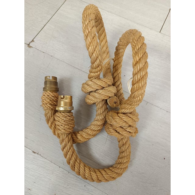 Textile Vintage Rope Wall Sconces by Adrien Audoux & Frida Minet, 1950s, Set of 2 For Sale - Image 7 of 10