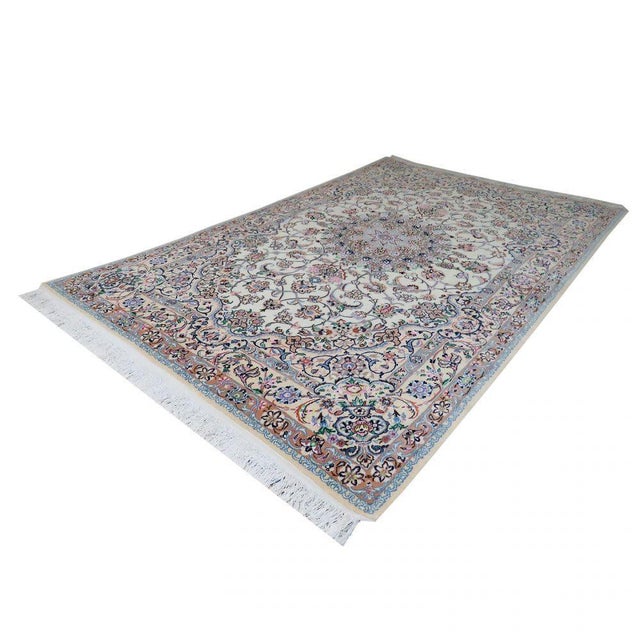 Hand-knotted Nain Oriental rug | Knot density: 9La (approx. 450000 knots/m²) | Material: Pile: 85% virgin wool, 15% silk,...