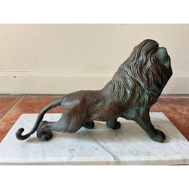 Metal Bronze Lion Statue For Sale - Image 7 of 11