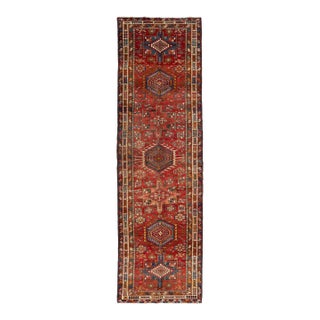 3 X 11 Vintage Heliz Persian Wool Runner Handmade in Red For Sale