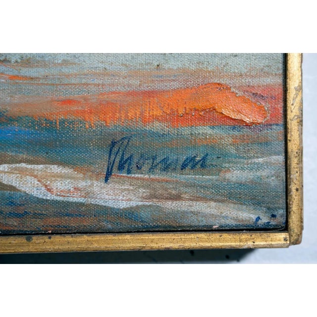 John Thomas Blue and Orange Still Life Signed Modern Oil Painting on Canvas 1958 For Sale - Image 9 of 10