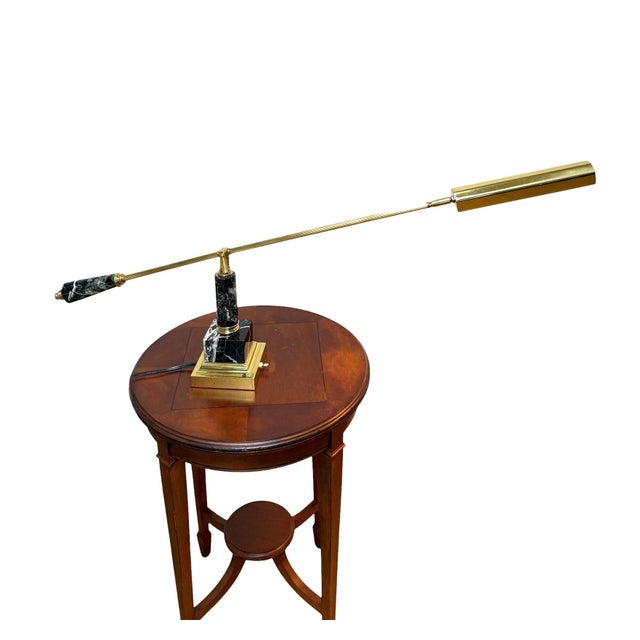 Vintage Brass and Marble Counter-Balance Desk Lamp For Sale - Image 4 of 13