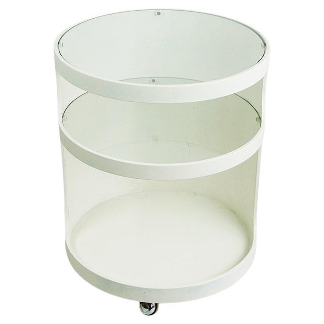 Space Age White Circular Trolley attributed to Opal, Germany, 1960s For Sale - Image 11 of 11