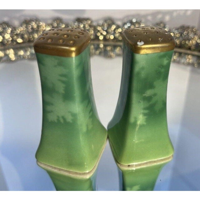 Ceramic 1930s Pickard Leaf Salt & Pepper Shakers- a Pair For Sale - Image 7 of 11
